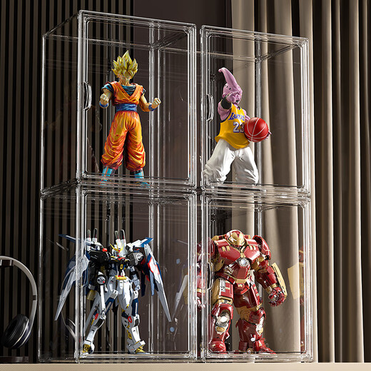Shijanu new product acrylic storage display box blind box display cabinet transparent toy Lego shelf gundam model high transparency_display box_huge size_10 pieces (with partitions)