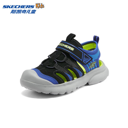 Skechers Skechers children's toe sandals boys' shoes summer lightweight non-slip girls' big head beach shoes 302969L boys/black/blue/lemon/BBLM 27.5