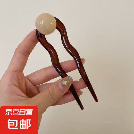 头饰复古丸子高级简约2025盘发发簪簪子法式发饰气质新款发夹头饰 珍珠U形簪-白珠