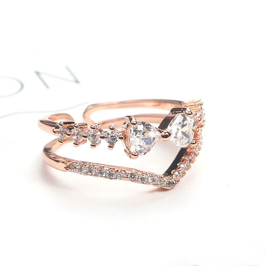 2025 Temperamento que preserva el color, diseño simple, anillo de circón, personalidad de la moda de celebridades de Internet, anillo de diamantes de alta gama para mujer J695-1 oro rosa