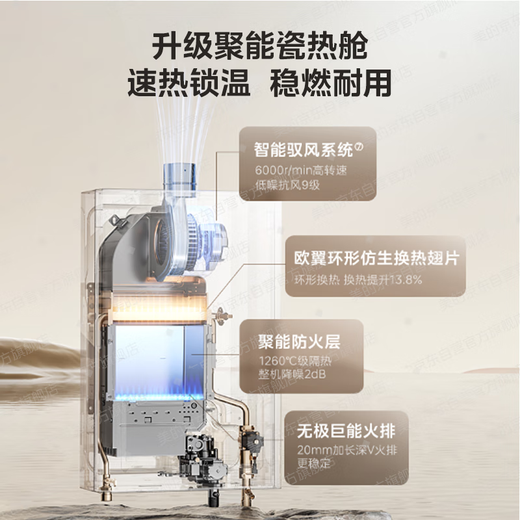 Midea MK6A series 16-liter gas water heater natural gas energy-saving boosted zero cold water water servo constant temperature large water volume JSQ30-MK6A Ultra national supplement 15%