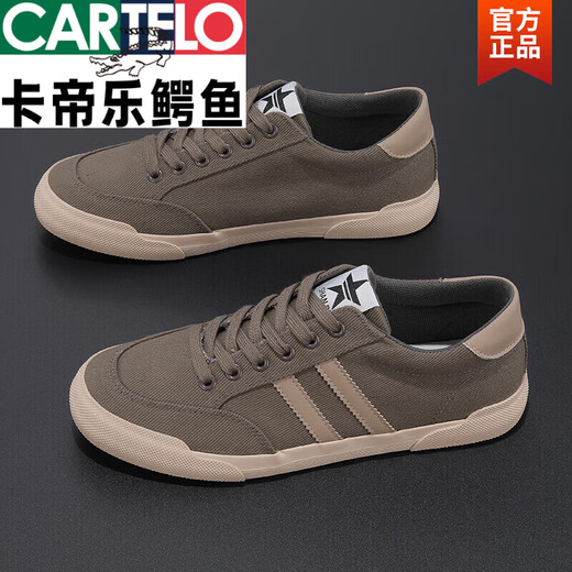 Cartelo 2025 Chaussures en toile pour hommes respirants Versatiles Tente à lacets Summer Low Top Flat Chaussures pour hommes Solise Sole Casual Shoes Brick Red 40