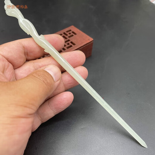 Miaojufu Phoenix Hairpin Headband Hair Accessory Hetian Jade Blue and White Jade Phoenix Head Jade Hairpin Ancient Style Hanfu Birthday and Valentine's Day Gift