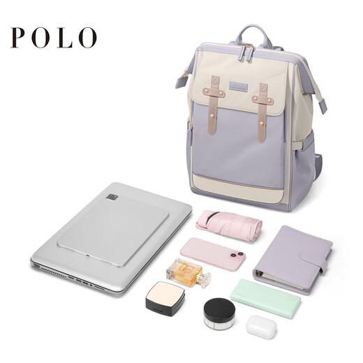 POLO双肩包女电脑包15.6英寸iPad笔记本背包通勤短途书包差旅行李包