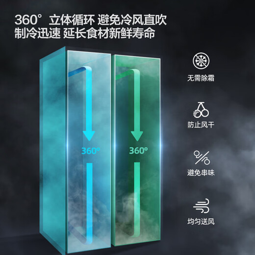 Xinfei (Frestec) 450L side-by-door ultra-thin zero-embedded Hongmeng Intelligent Inverter first-level energy-saving energy-saving air-cooled frost-free two-door large-capacity bottom cooling sterilization and odor-free refrigerator 450L 60cm flat embedded ultra-thin bottom cooling sterilization snow white