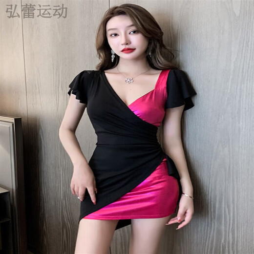 Jie yintong deep v sexy женское ночное платье ночного клуба Slim и Slim ship короткая юбка ночная сцена.