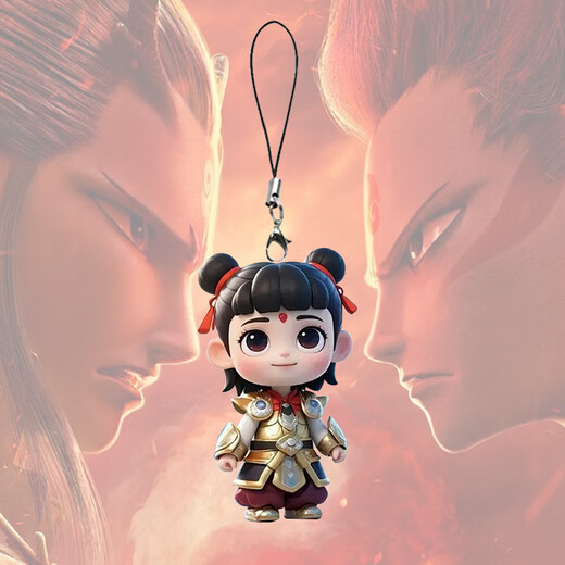 Nezha Ao Bing animation cute and fun peripheral acrylic keychain high-value pendant mobile phone pendant Nezha mobile phone lanyard random 1 pack