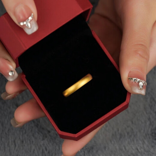 Chuhuang Shenzhen Shuibei gold safe and sound ring gold-plated silver ancient ring ring for men and women couple style pair of rings safe and sound round belly ring 0.4 g 5D No. 8