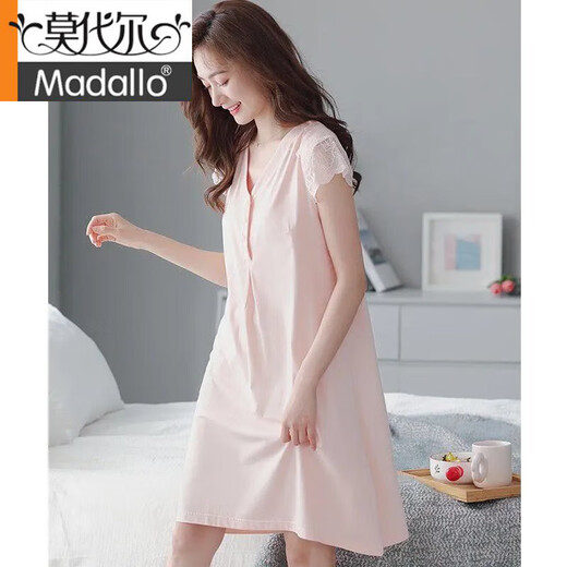 Modal Nachthemd Frauen-Pyjamas Sommer Baumwolle dünne Oberbekleidung mittelgroße Kurzschläfe mittleren Alters mit großer Größe von 698 Ya Pulver ohne Brustpolster 3xl 160-180jin [Jin ist gleich 0,5 kg]
