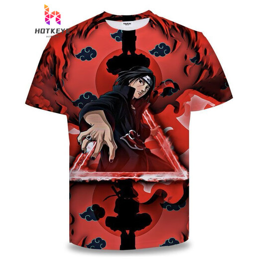 Yamamori Nanshi 2025 short-sleeved Naruto anime series T-shirt 3D printed trendy casual top Uchiha Itachi seal TXU1506 S suitable for 80-90Jin [Jin equals 0.5 kg]