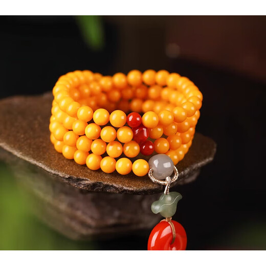 ADRIUS luxury high-end beeswax bracelet female chicken oil yellow amber yellow honey multi-circle bracelet DIY 108 beads about 6mm multi-circle beads about 6mm