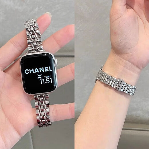
Zhisong is suitable for iwatch9 apple strap metal stainless steel smelting applewatch876se2 thin small small small stainless steel strip silver suitable for 12342mm