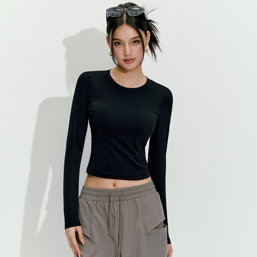 LULULMCCTN women's new tight-fitting slimming Pilates professional training sports long-sleeved top with chest pad yoga wear dark brown M