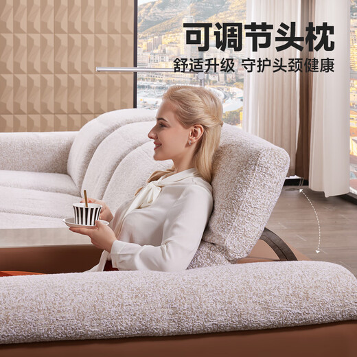 CHEERS [offline store style] First class Italian minimalist fabric electric function zero-back wall sofa 11762 Four-seater left curve ruler-white [Send K1816 elderly chair-gray] priority delivery (see customer service for details)
