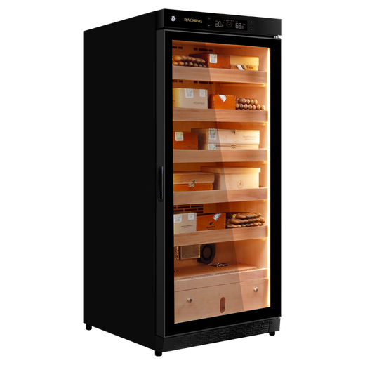 Meijing (raching) C230A solid wood constant temperature and humidity cigar cabinet, precise temperature control and humidity control humidifier, real air-cooled, frost-free household cigar cabinet, starry sky black (Canadian cedar wood shelf)