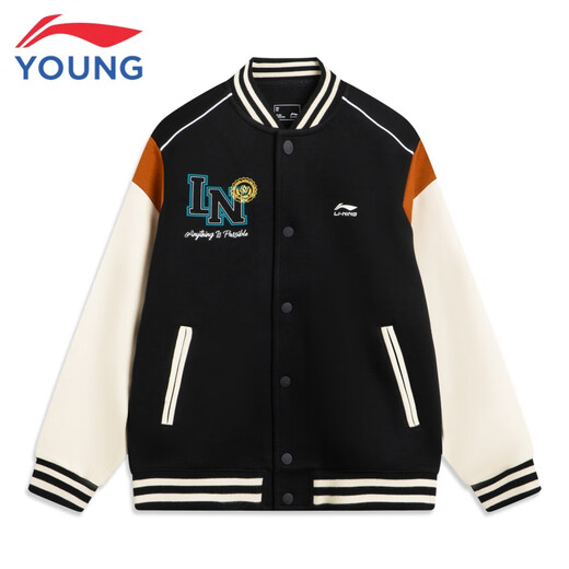 Li Ning Children's Clothing Children's Jacket Baseball Jacket for Men and Women Skin Friendly Cotton Feeling Crisp Knitted Jacket 150YJDV053-1