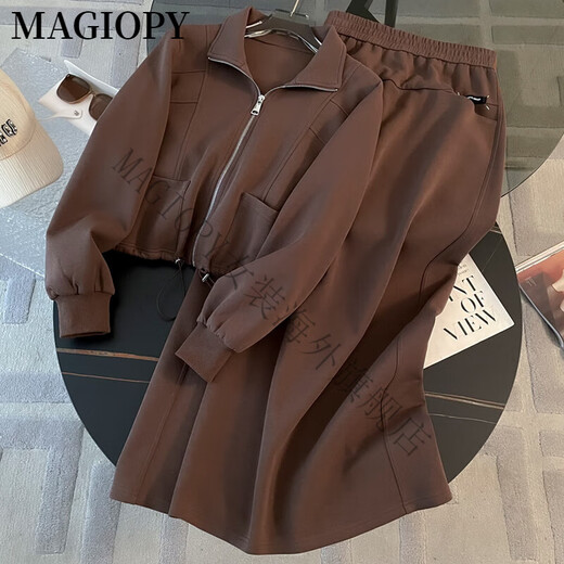 Magiopy International Luxury High-End Brand Осень Новый Cool Style Casual Sports Set Women's Hong Kong Style Black Jacket Top Black S (100Jin [Jin равняется 0,5 кг])