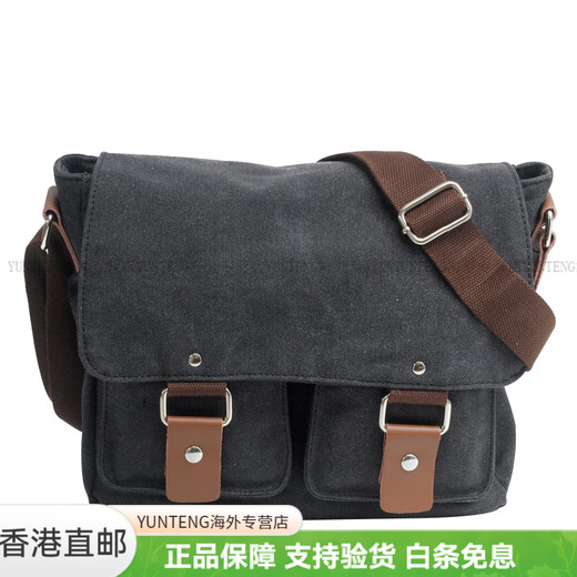Slazenger Japaner Retro Workwear Trendy Multipocket großer Kapazität Cowide Leinwand Postbeutel Canvas Kameratasche Crossbody Black Gift Box