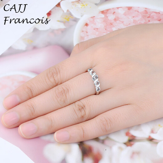 CAJJ Francois Aquamarine Ring 925 Silver Natural Colored Treasure Simple Daily Gift Hong Kong 17#