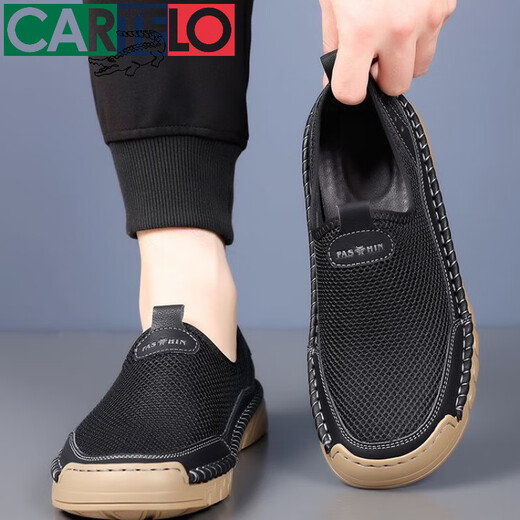 Cartelo sommer atmungsaktive Herren -Netzschuhe Sandalen neue Hohlschuhe Mesh Schuhe Unglücks lässige Outdoor Hollow Herrenschuhe 9196 Weiß Neues Produkt Promotion 42