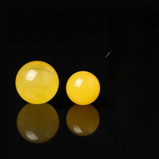 DL 1998 Fat Donglai same style natural beeswax round beads single bead natural chicken oil yellow old beeswax single bead raw stone Buddha beads with 12mm blood amber round beads (1 through hole)