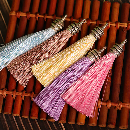 Threaded tower type tassel earrings tassel packaging pendant antique pendant handicraft diy jewelry accessories sky blue