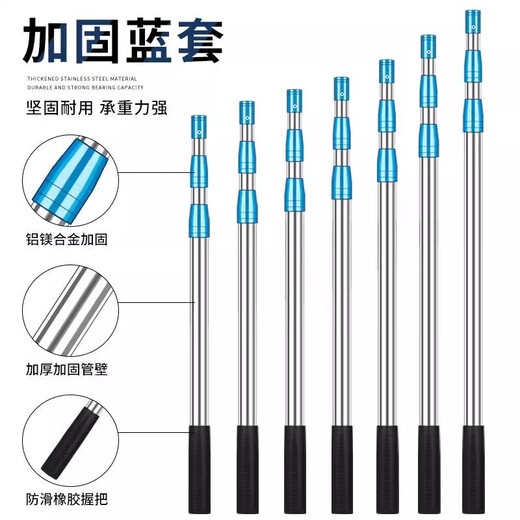 Stainless steel copy net complete set thickened telescopic rod net pocket fish net set anti-hanging fishing net fish folding net fishing gear Reinforced yellow rod + 50 hollow circle + 4mm nano net five-section telescopic 4 meters