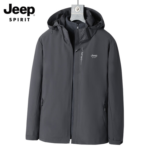 JEEP SPIRIT Jacket Men's 2025 New Autumn and Winter Outdoor Windproof and Waterproof Jacket 6266 Dark Gray Single Layer XL