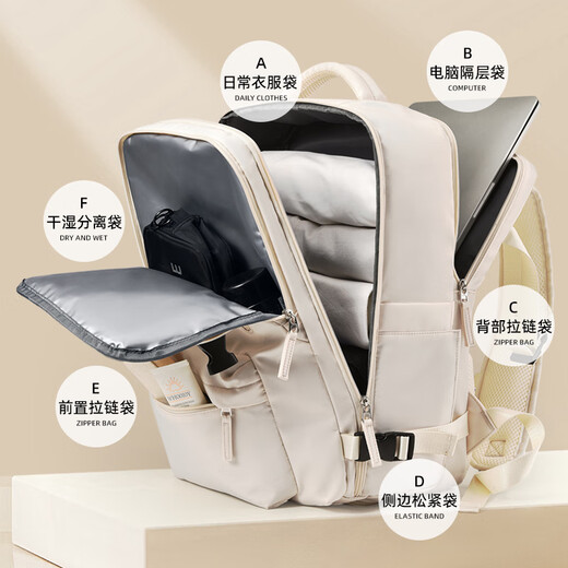 Yoshi Kimura (MCYS/JPN) travel backpack new style fashionable lightweight schoolbag for business trip for women on travel computer backpack luggage bag beige white