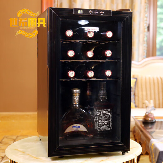Shixi office small red wine cabinet constant temperature wine cabinet air-cooled mini home living room wine preservation tea refrigerated display cabinet black