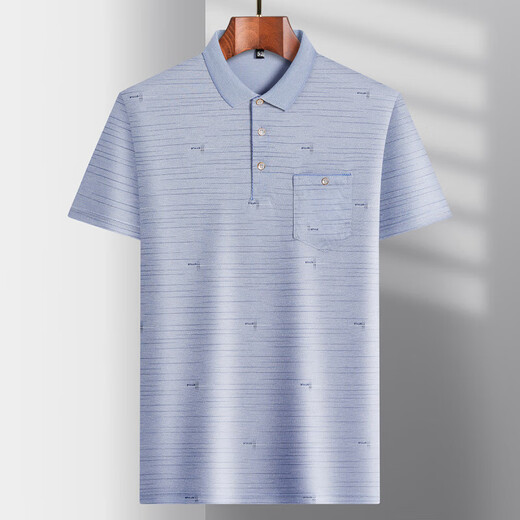 Fat Donglai Daddy's Revers Ice Seide Kurzärärmelte T-Shirt im mittleren Alter im mittleren Alter, der gelegentliche T-Shirt mittleren Alters mit mittleren Alters-Seiden mit 9855 Grauer Tasche M 48/165