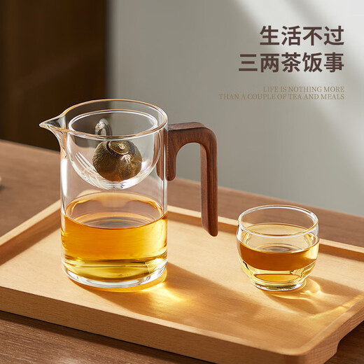 Yipot Tea Xiaoqinggan Special Teapot Glass Home Office Tea Water Separator Filter Tea Leak Integrated Fair Cup Tea Divider Xiaoqinggan Rotating Brewing Kettle-480ml