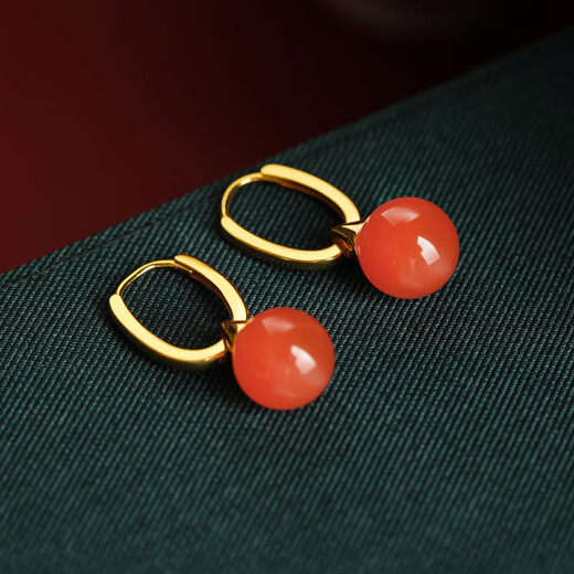 Little Silversmith Nanhong Agate Fuman Earrings S925 Silver Earrings for Women Red Chinese Retro Earrings Jewelry Birthday Gifts