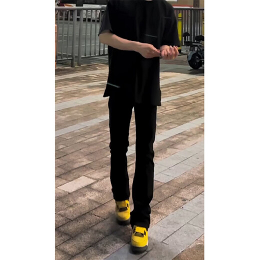 Digada Black Warrior Micro-Flare Jeans Herbst Herbst Trendy Marke Lose und All-Match Nischendesign Hosen Herren-Hosen DFFS-701 Black M