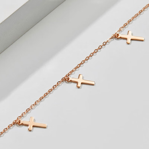 CAOX Quande Light Luxury 18K Gold Rose Gold Cross Bracelet Women's Fashion Ins Design Hand Jewelry Mother's Day Gift 18K Rose Gold Bracelet