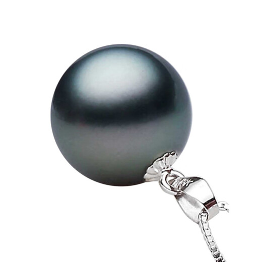 Fat Donglai's same style Tahitian pearl pendant seawater black pearl pink silver pendant perfect round white pearl white 9-10mmx45cm
