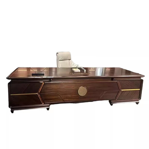 Aosenming black gold solid wood boss desk chairman desk chair high-end president desk executive desk office furniture 2.4 meters boss desk