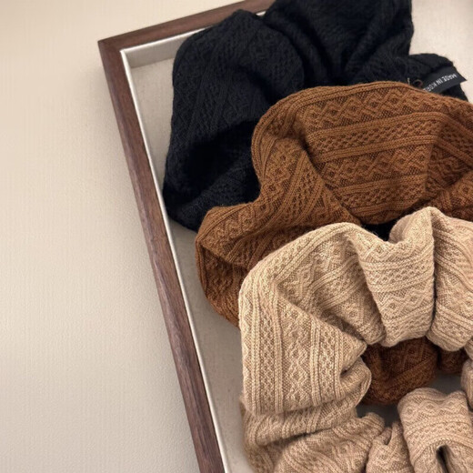 Ze Yuhan Autumn and Winter milk coffee color fabric retro pattern large intestine hair tie headdress female ponytail flower hair rope leather cover headband hair accessories fabric large intestine hair tie 1 pack