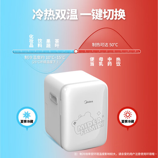 美的（Midea）小冰箱车载冰箱小型冷藏加热1-2人宿舍出租房美妆迷你冰箱10L熊