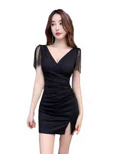 Yunguan club nocturno ropa vestida sexy bellezas femeninas ktv de noche vestida de spa batio técnico de trabajo ropa moderna 3883 sugerencia de negros 8 80-95Jin [Jin equivale a 0.5 kg] tamaño universal