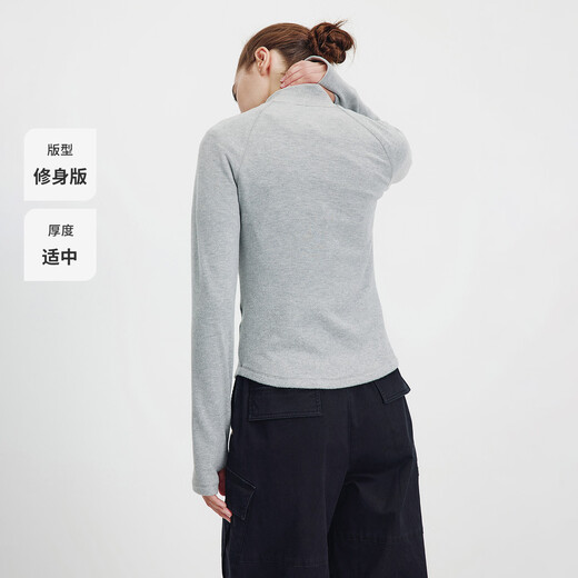 Navikel Italian small sailing women's half-open collar long-sleeved T-shirt slim and warm base skin clothing 2335045501 Gray M