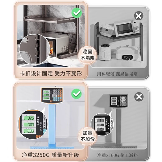 Duopeng Kitchen Microwave Storage Rack Countertop Multifunctional Retractable Oven Stand Air Fryer Rice Cooker Storage Rack Welfare Model - Gun Gray Double Layer Telescopic* Main Rack