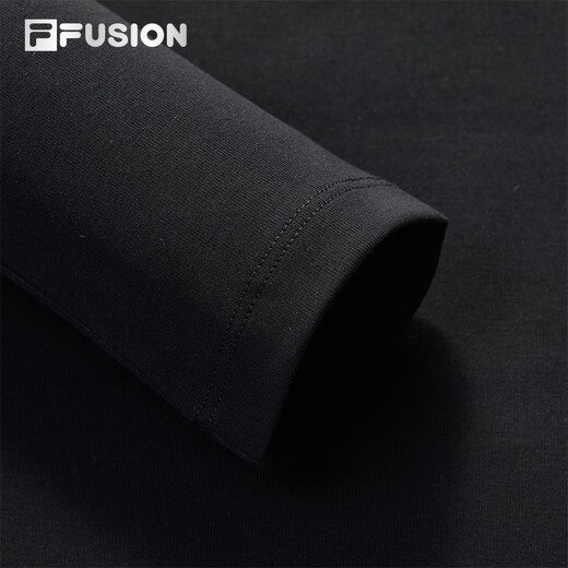 Fila FUSION Fila trendy brand women's knitted long-sleeved shirt 2025 autumn new fashion slim half zipper long T black-BK M 165/84A/M