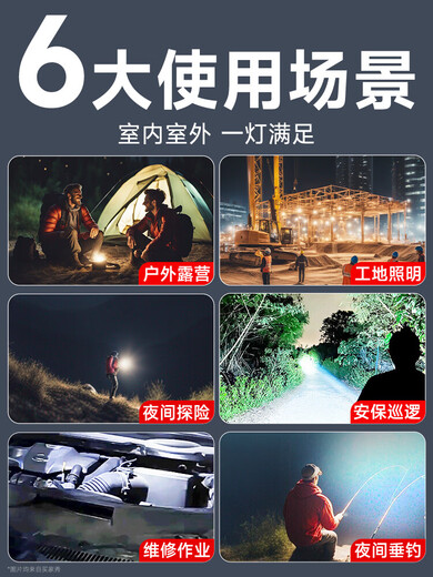 AUX flashlight strong light charging super bright outdoor long-range charging durable home portable searchlight patrol top version 9900w battery life 30 hours