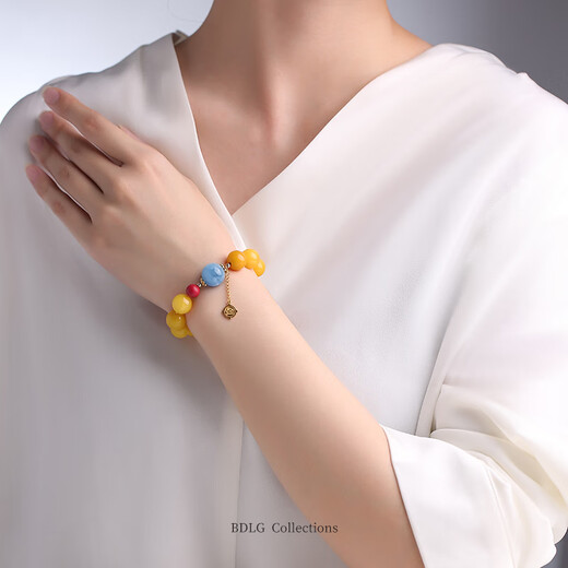 Potala Palace Beeswax Bracelet for Men and Women Aquamarine Transfer Bead Tray Play Amber Sea Pattern Stone Bead Bracelet Birthday Gift