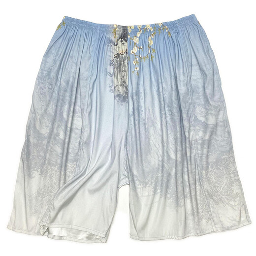 Sulai Sommer Herren Silk Big Shorts Beach Hosen Freizeitheim Pyjamas Hosen Mulberry Seide Loose Plus-Size-Shorts Fluoreszenzgrün 13977 Doppelkrepp 130-185jin [Jin gleich 0,5 kg] Alle Größe