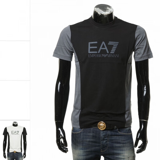 Emporio Armani Ea7 Armani Herren trendy Farbbündel runden Nacken Kurzschlärm T-Shirt 6DPT23 PJVPZ Khaki 1713 2xl (Hongkong Warehouse)