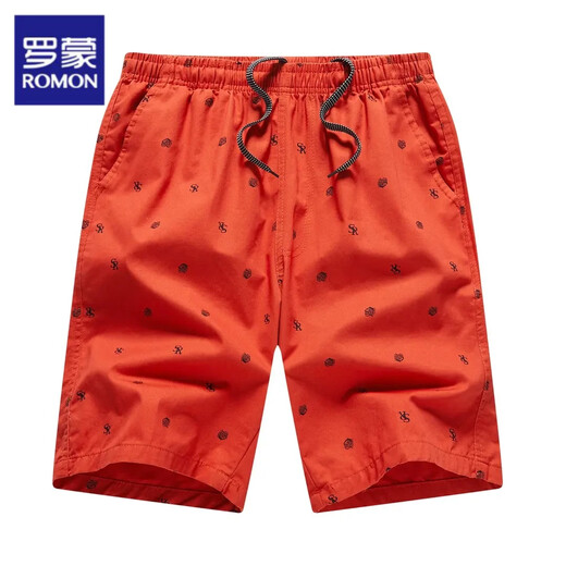 ROMON pure cotton shorts men's new summer breathable pants thin loose beach pants home casual five-point pants young and middle-aged A4-16-6616 denim blue 2XL