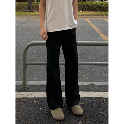 Foss Phil Pants Мужской весна и осень слегка вспышка с широкими ногами, опускающими трехконтактные высококачественные брюки для повседневного костюма K1110 Black l