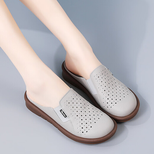 Belle Yiyuan Pantoffeln für Frauen im Sommer 2025 Neue weiche einzige dicke alleinige Sandalen außerhalb von Rutsch außen Mutter Sommer halbe Hausschuhe 9898 Beige 35